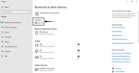 Enabling Bluetooth on a Windows computer