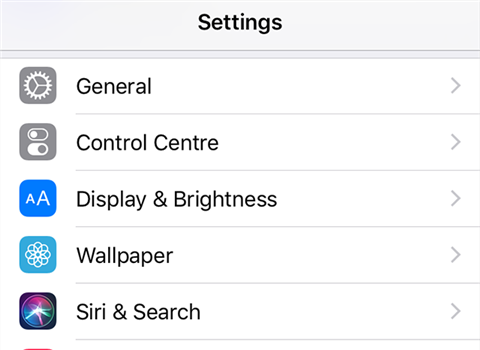 Access the iPhone general settings
