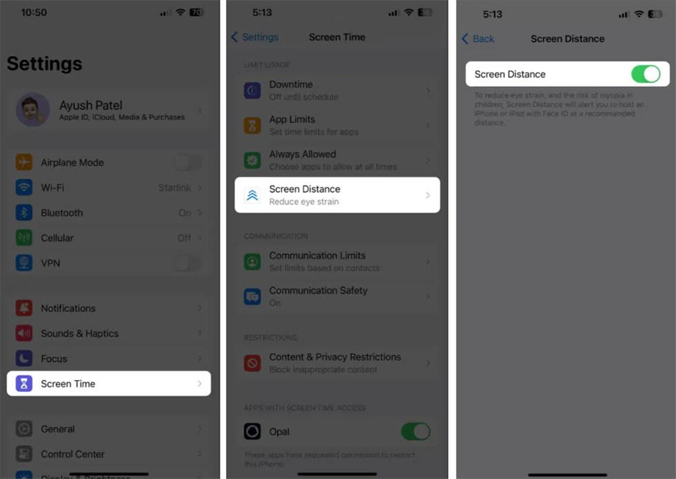 Ensure Screen Distance Enabled