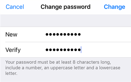 Enter A New Password For iCloud On The iPhone