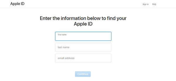 Enter Some Information to Find Apple ID