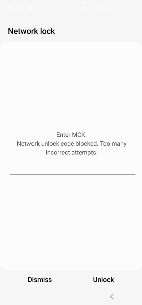 Enter MCK Code to Unlock
