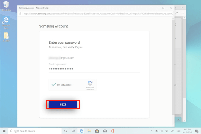 Re-enter your Samsung Account and Password