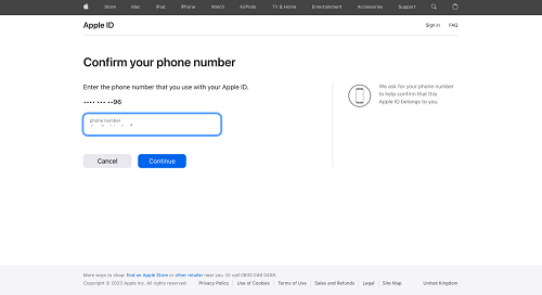 enter the phone number associated with your Apple ID