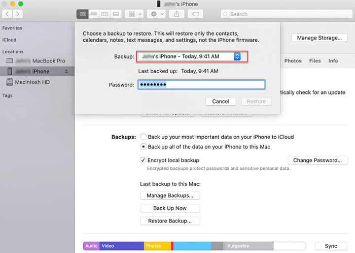 Enter Your Encrypted Backup Password