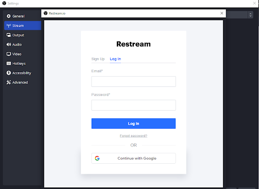 Enter Your Restream Credentials