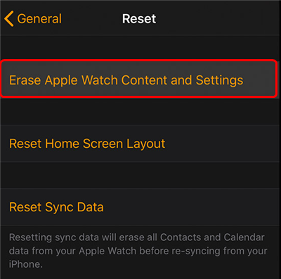Erase an Apple Watch on iPhone