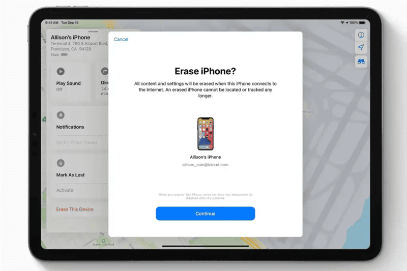 Erase iPhone in Find My