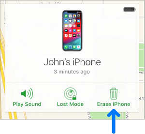 Click Erase iPhone in iCloud