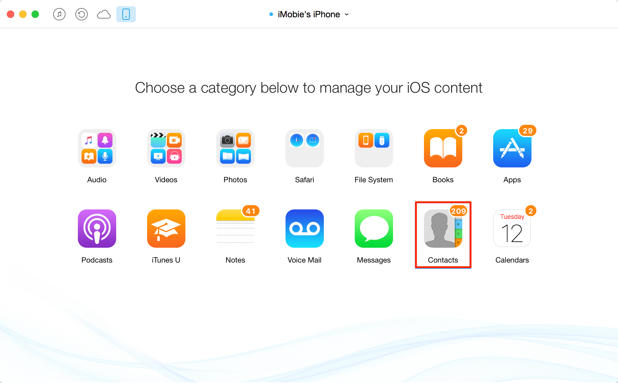 How to Export Contacts from iPhone - Step 2