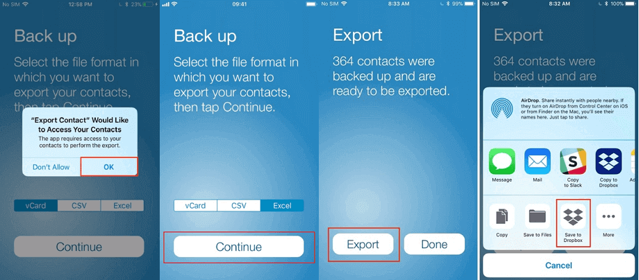 Export Contacts to Excel on iPhone
