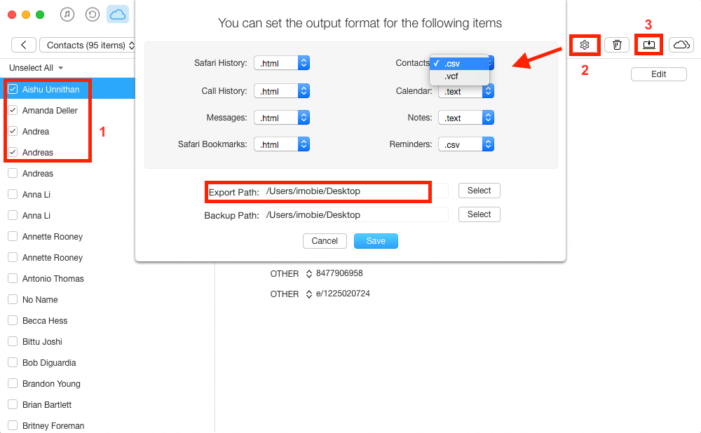 How to Export iCloud Contacts to CSV with AnyTrans - Step 3