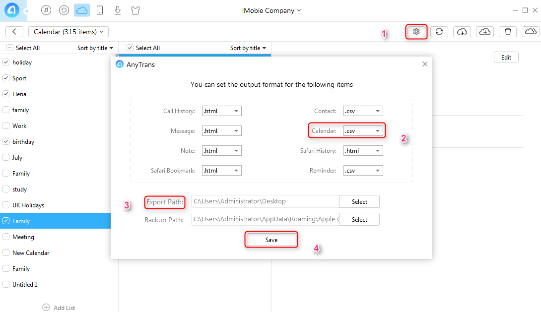 Share iCloud Calendar with Google via AnyTrans - Step 3