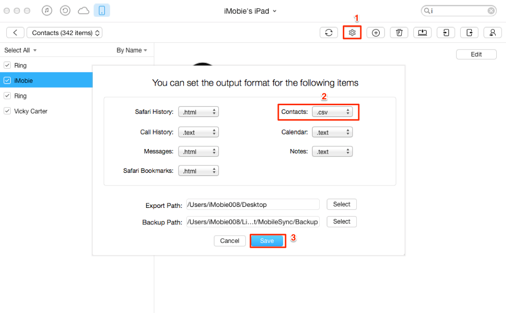 How to Export Contacts to CSV with AnyTrans – Step 2