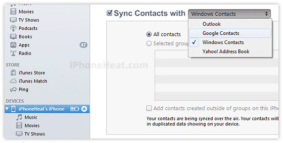 Choose Google Contacts