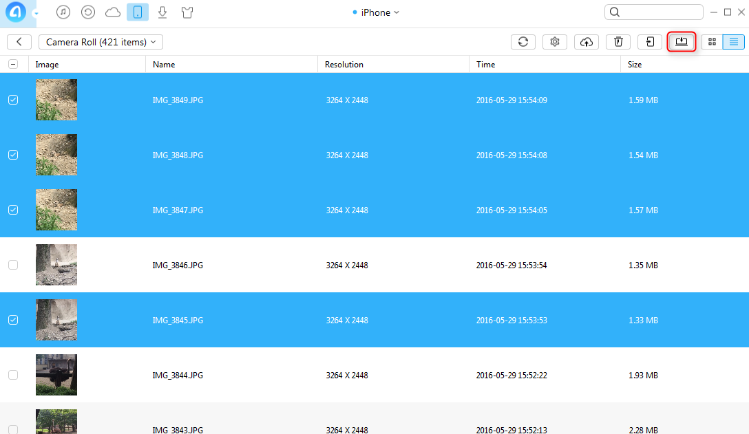 How to Export Photos from iPhone/iPad/iPod touch to Computer–Step 3