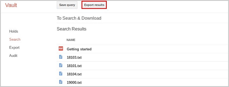 Export Files from Google Vault