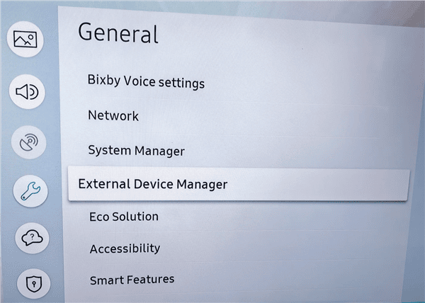 Choose External Device Manager on TV