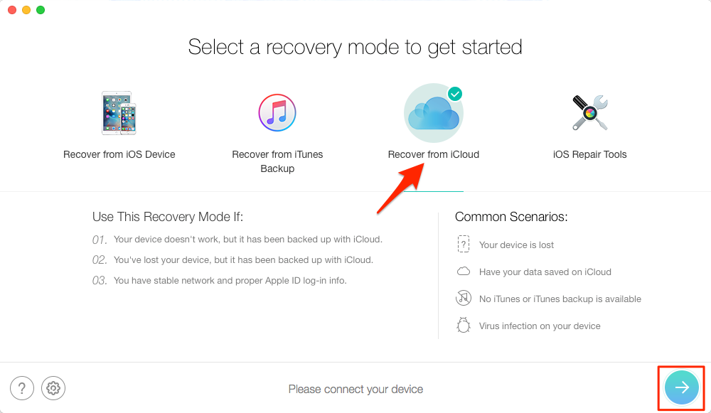 Alt: How to Extract Contacts from iCloud Backup – Step 1