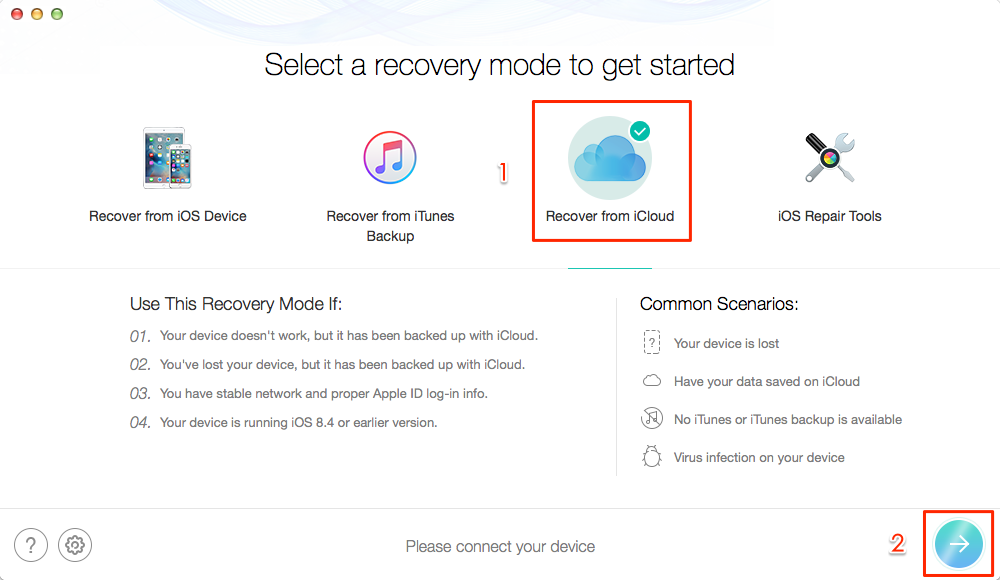 How to Extract Text Messages from iCloud Backup – Step 1