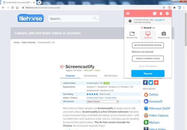 Facecam and Screen Recording Extensions - Screencastify for Chrome