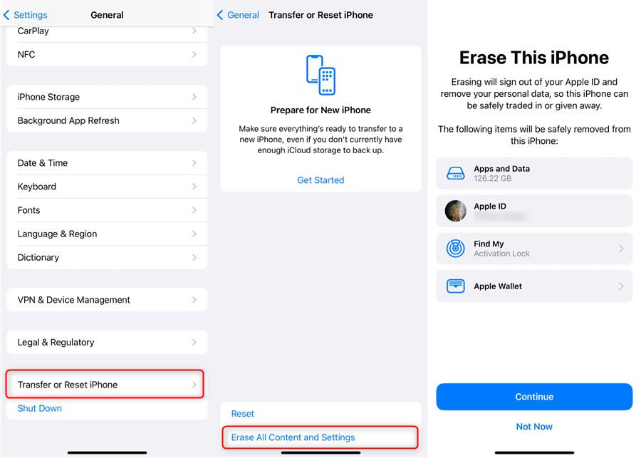 Erase All Content and Settings on iPhone 13