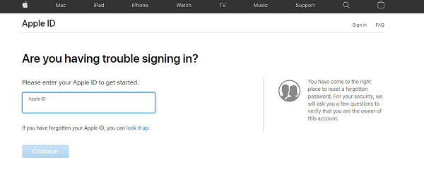 Find Apple ID on iCloud Website