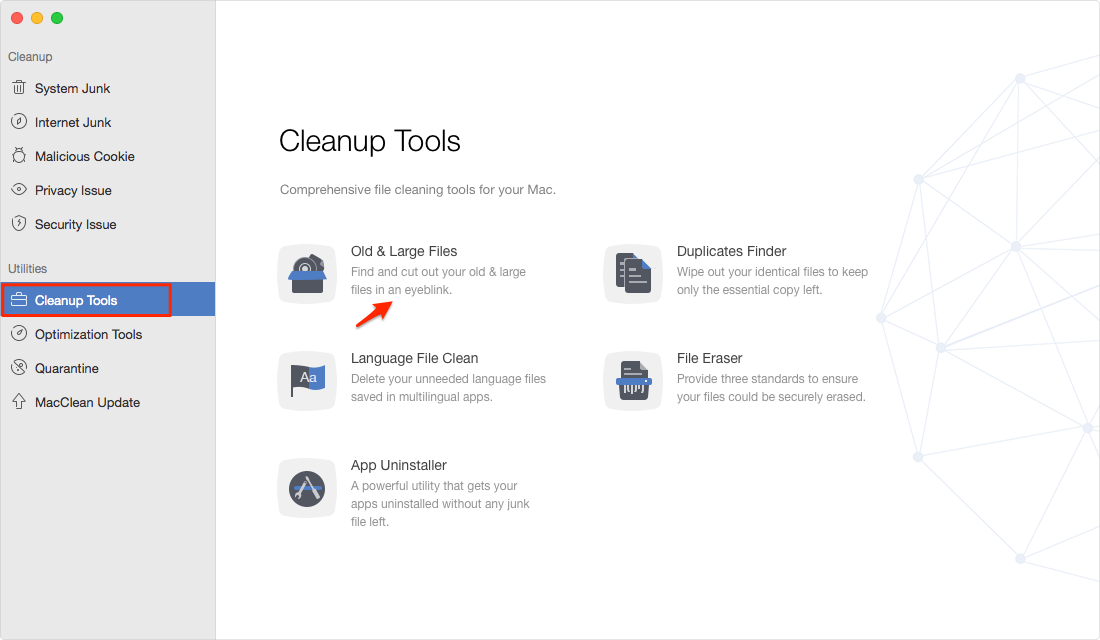 Find and Delete Big Files on Mac with MacClean – Step 2