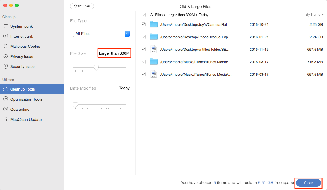 How to Find and Delete Big Files on Mac with MacClean – Step 4