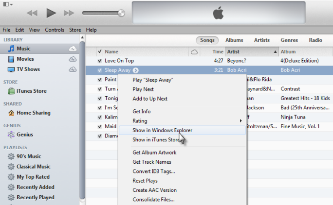 where in folder is itunes music stored