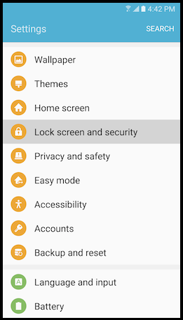 Click Lock Screen and Security Option
