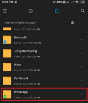 Find WhatsApp Folder in File Manager App