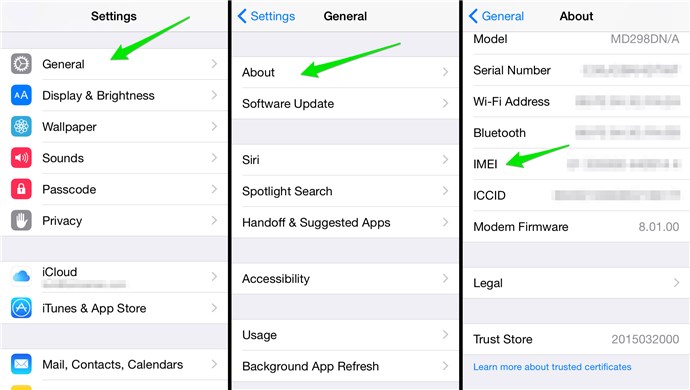 find your imei number in your phone's settings