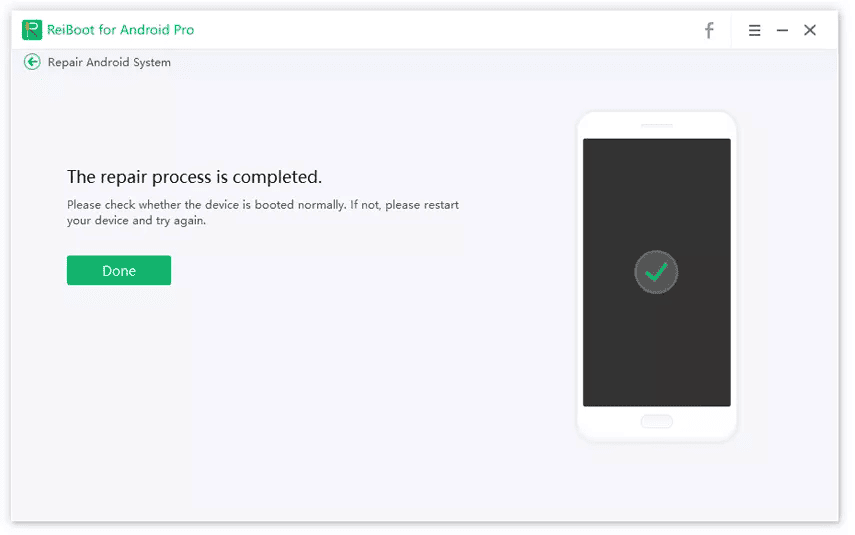 Finish Android System Repair in Reiboot