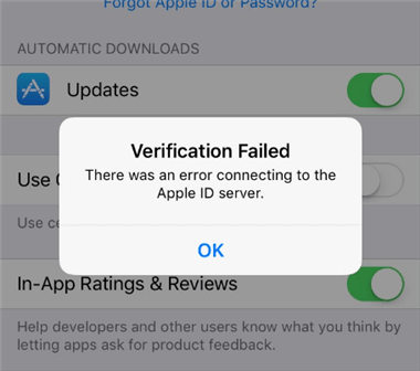 Verification Failed an Error Connecting to Apple ID Server
