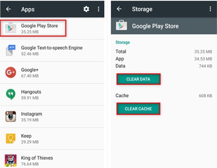 Clearing Data from Google Play Store App