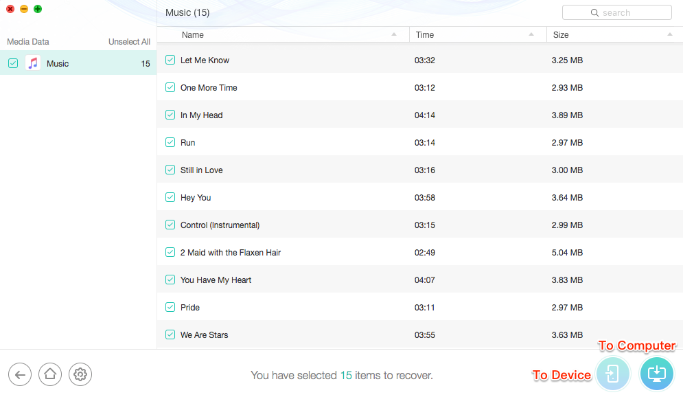 How to Recover Lost Music after iOS 11 Update – Step 2