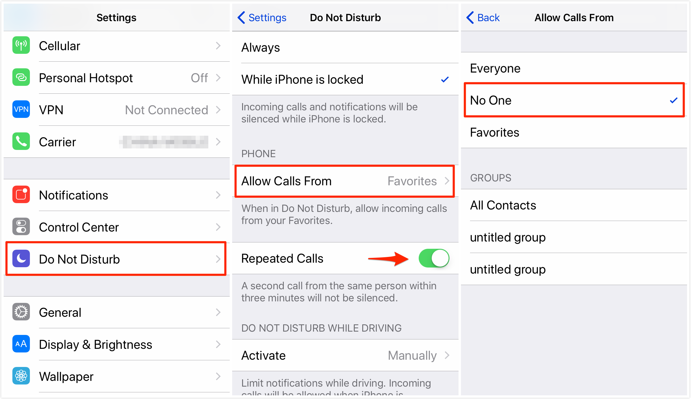 how to turn off do not disturb on iphone for a contact