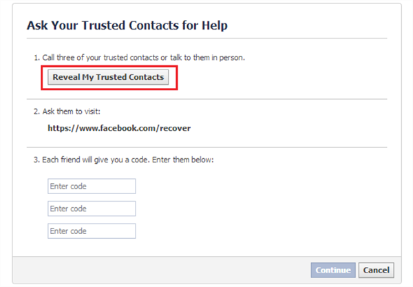 Fix Facebook Login Problems via Trusted Contacts - Step 4