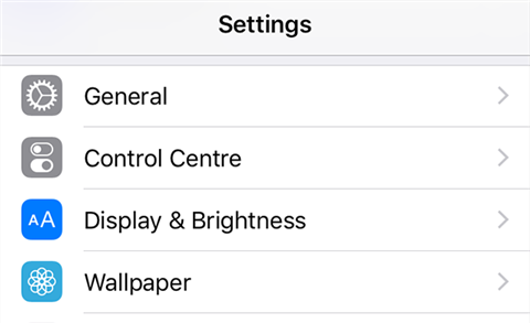 Open iPhone general settings