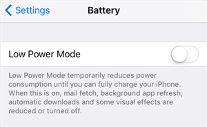 Turn off Low Power Mode on iPhone