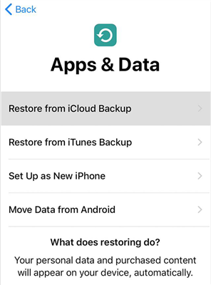 Restore an iCloud backup on iPhone