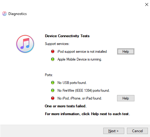 iPod Support Service is Not Installed