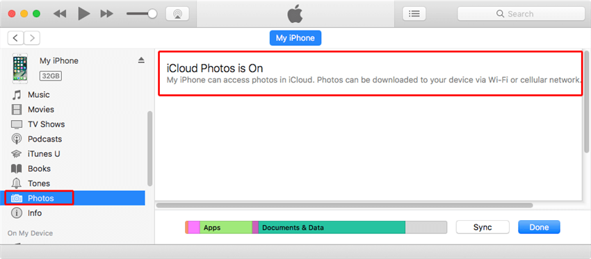 Fix “iTunes can’t sync photos because iCloud photos on” Problem
