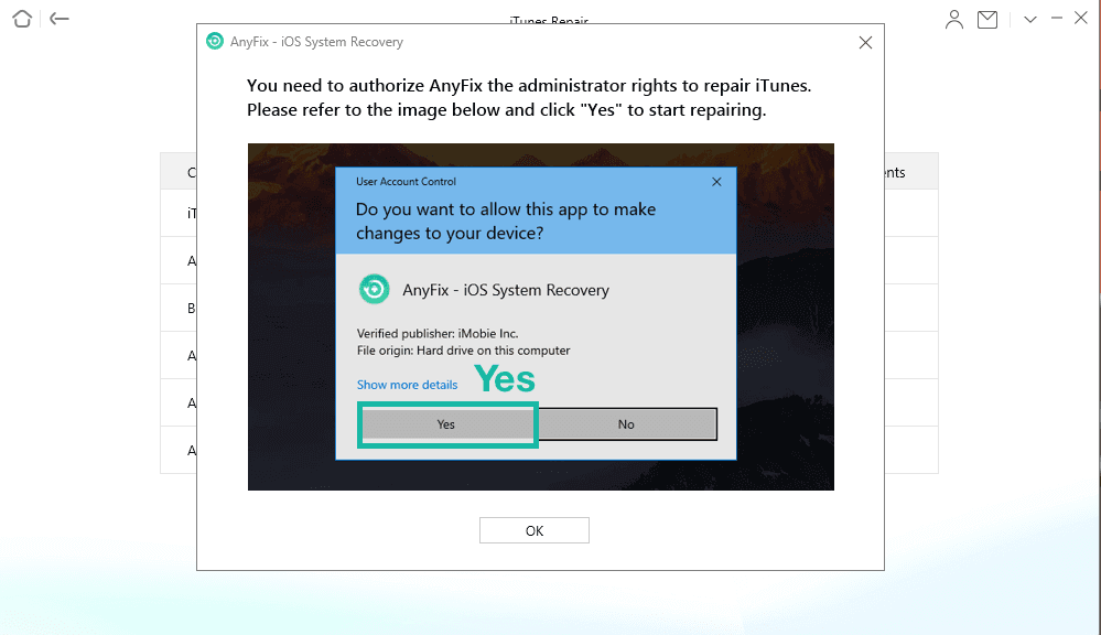 Click Yes to Confirm