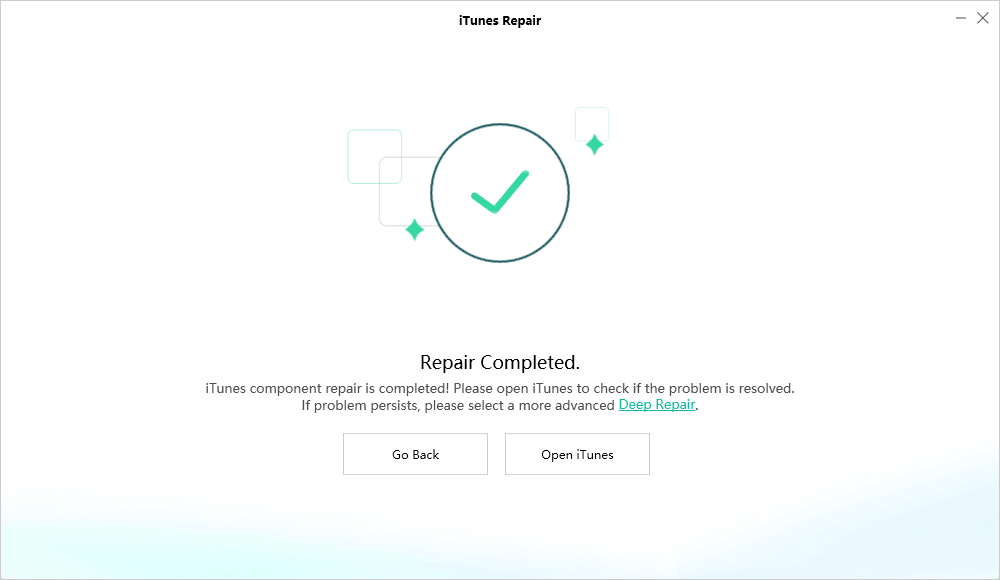 iTunes Repaired Successfully
