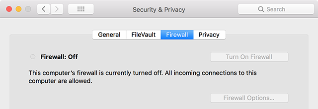 Disable Firewall on Mac