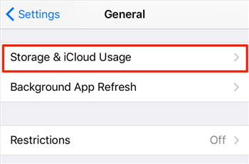 Access storage settings on your iPhone