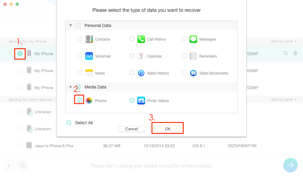 Fix “iPhone Photos Disappeared/Missing” by Restoring with iTunes Backup – Step 3