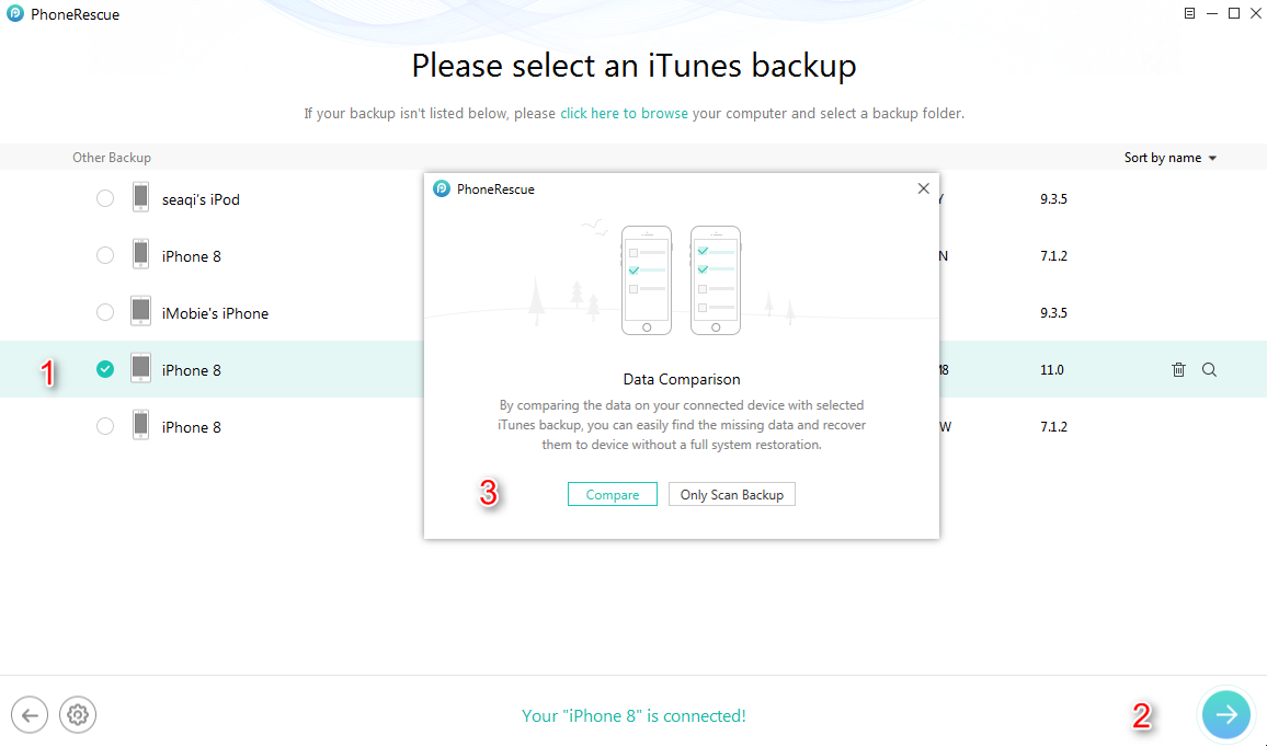 Fix Photos Disappeared from iPhone X/8 with iTunes Backup - Step 2